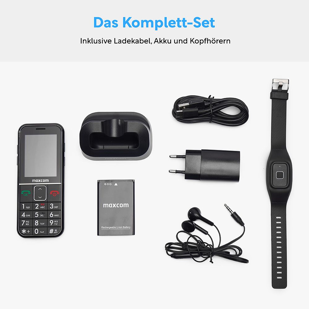 MAXCOM MM735 Seniorenhandy  mit Notrufarmband und GPS Ortung